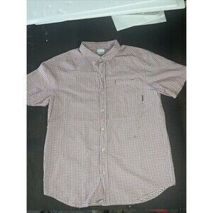 Columbia Shirt Mens Large Red Plaid Button Down Short Sleeve‎ Regular Fit